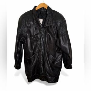 Vintage Braemar Women’s Black Bomber Leather Jacket Size Medium